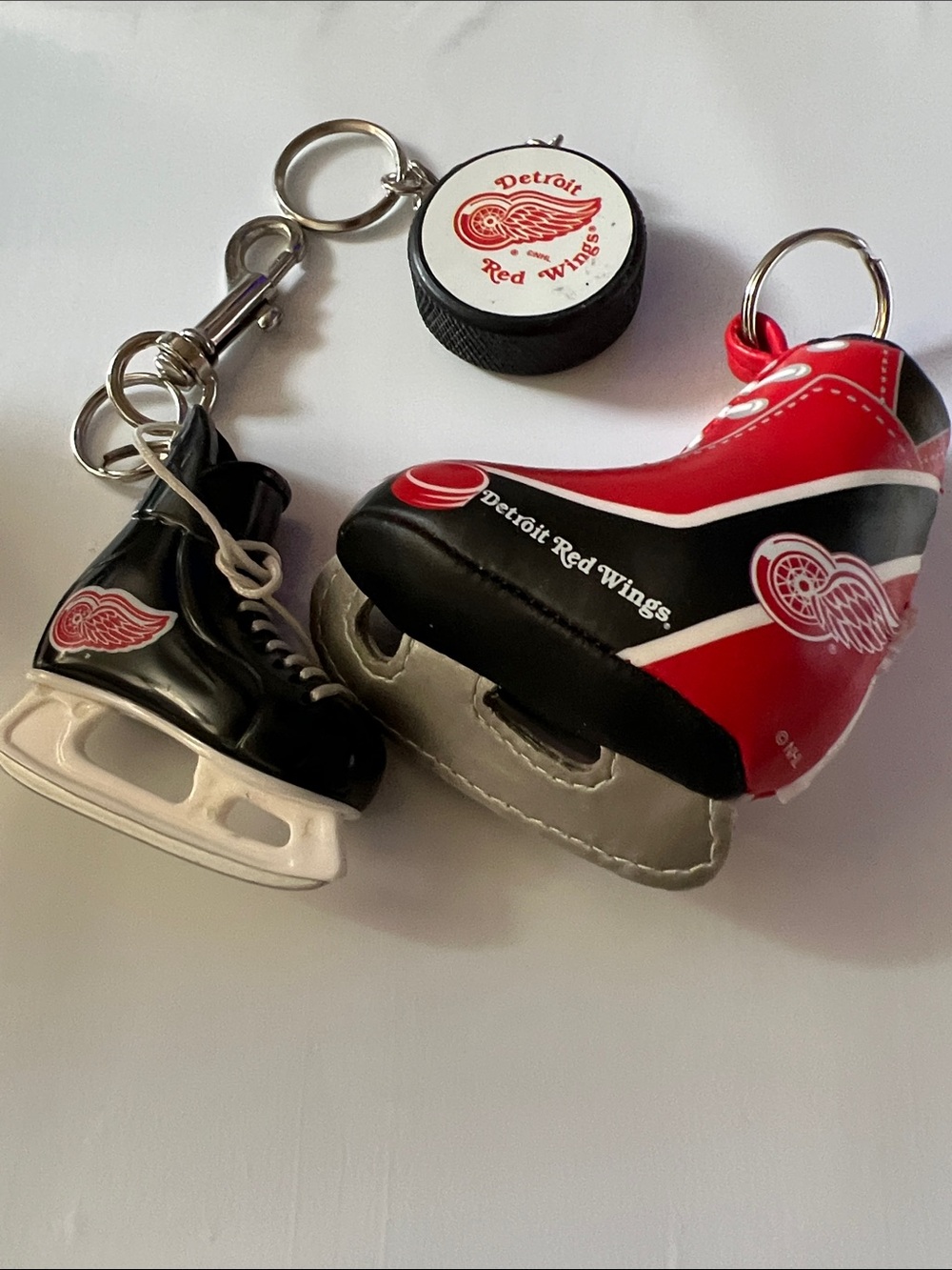 Hockey Skate Keychain Set - Red & Black
